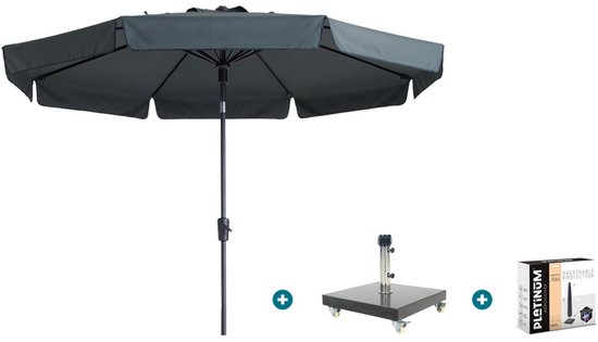 Parasol de Luxe Madison Flores Ø300 cm. - Gris avec base et housse Granada
