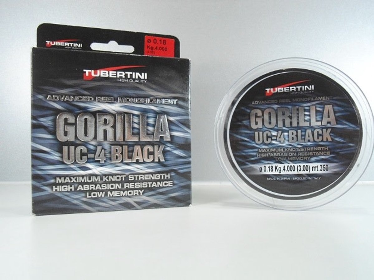 Tubertini Gorilla UC-4 Black 150m – Sterke Nylon Lijn voor Feeder, Match, Karper en Strand - Maat : 0.18mm