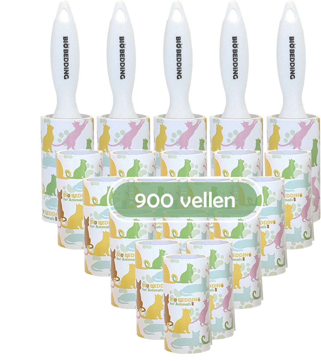 Kleefroller Wit – 900 Vellen | Pluizenroller – Kledingroller – Lintroller – Haarverwijderaar – Voor Kattenharen, Hondenharen, Stof en Pluisjes – Plakroller – Navulbaar