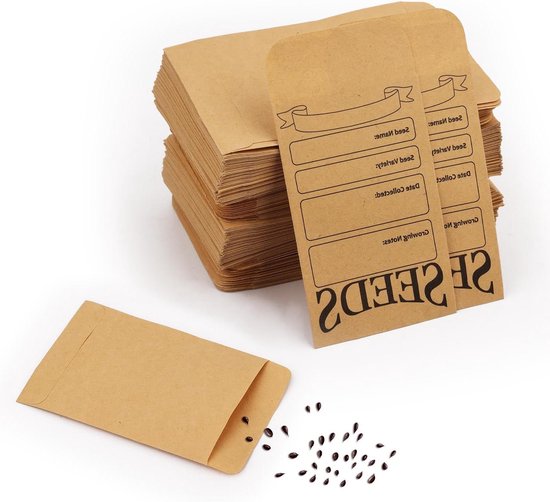 Foto: 200 stks herbruikbare zelfsluitende zaad enveloppen bedrukt met soorten naam sjabloon kleine zaad pakketten voor zaden besparen verzamelen