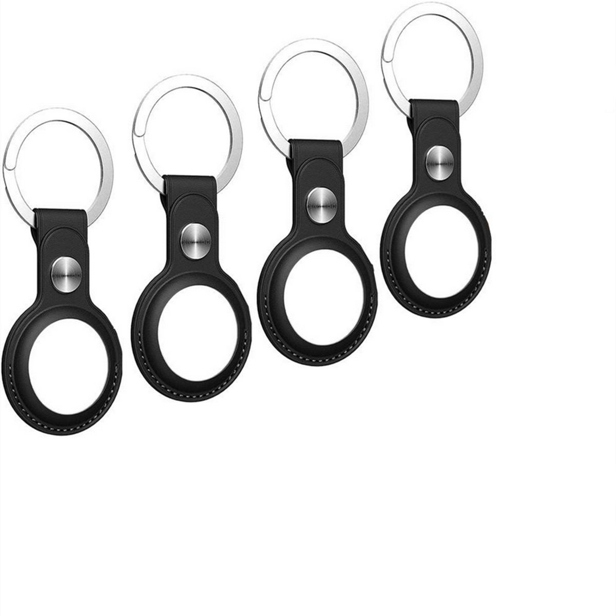 Geschik voor AirTag-etui met sleutelhanger PU-leer, 4-pack