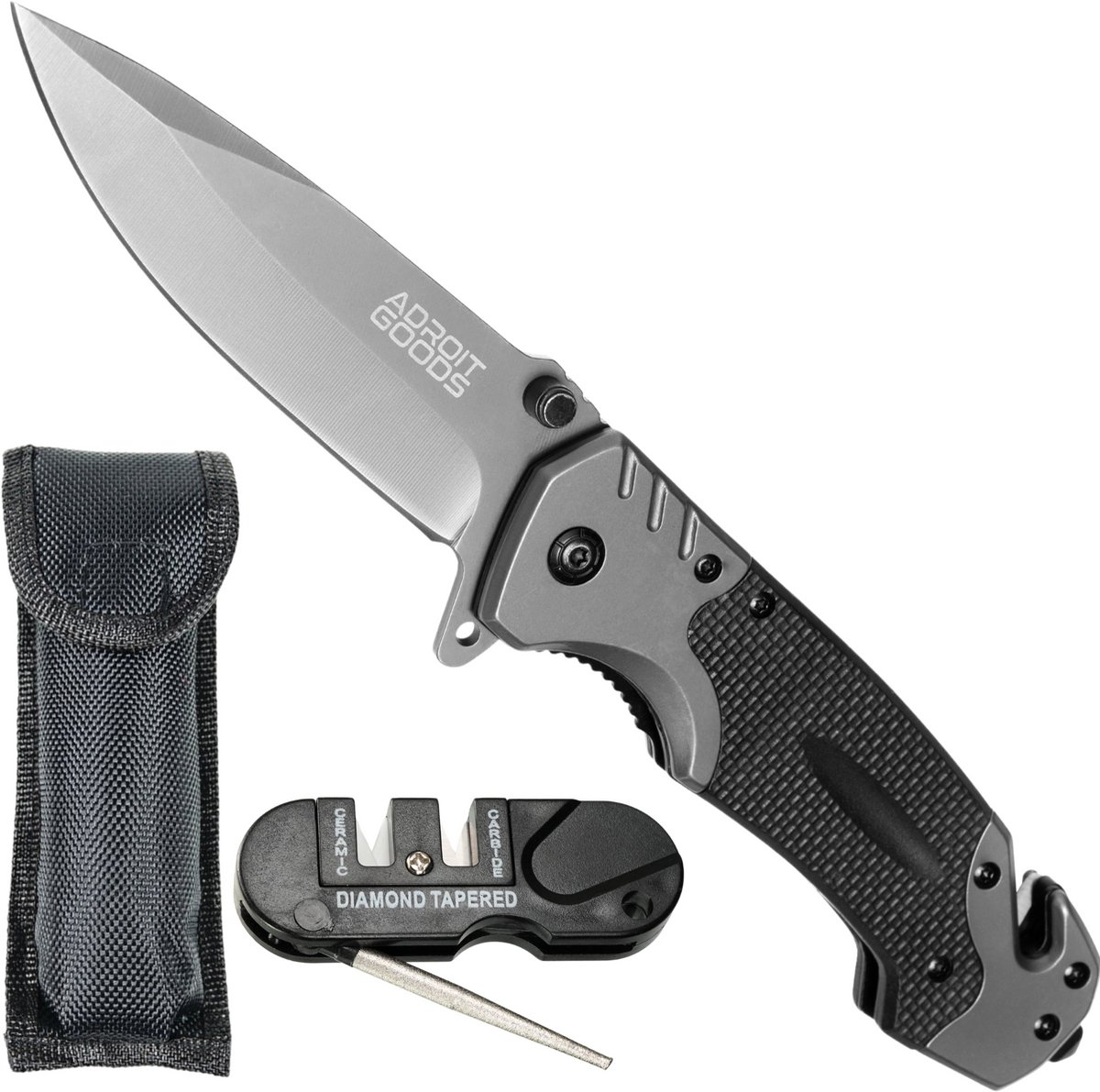 AdroitGoods Survival Zakmes - Nova X45 - Survival mes - Jachtmes - Staal en Carbon Fiber - Camping