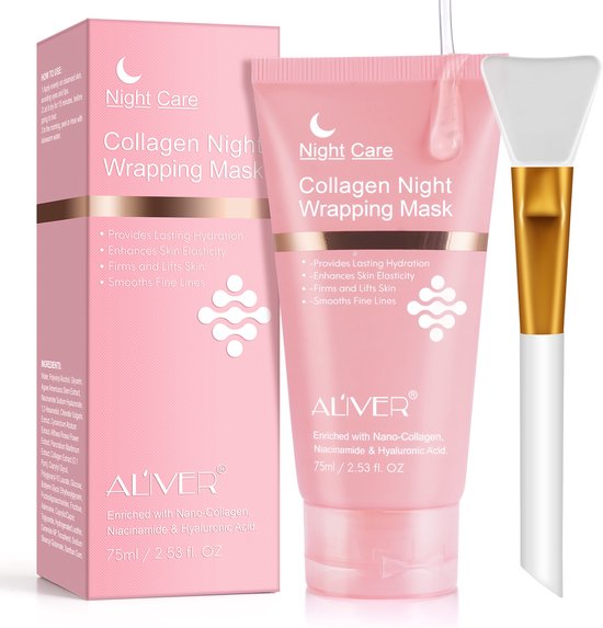 Masque enveloppant au Collagène - Masque visage Bio-collagène - Masque de Beauty coréen - Acide hyaluronique - Nuit