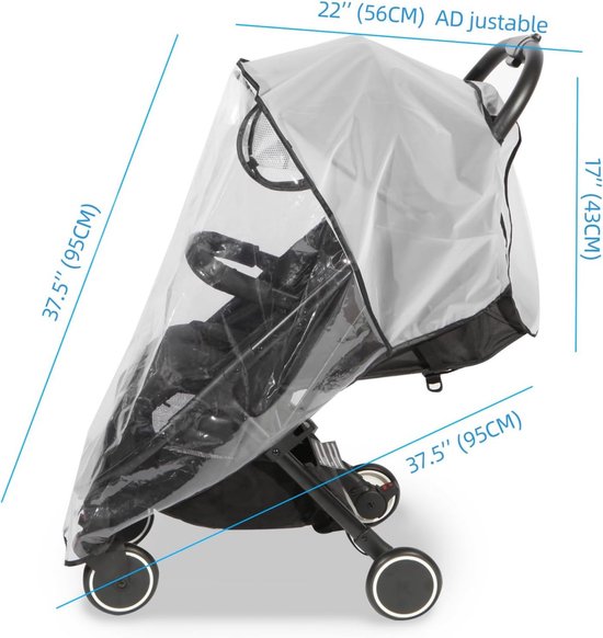 Universele regenhoes voor kinderwagens - Ademende regenhoes voor kinderwagens - Opvouwbare regenhoes voor kinderwagens - Winddicht, waterdicht, zonwerend, stofdicht, sneeuwbestendig - Geurloos en duurzaam - Eenvoudig te installeren van Merkloos — afbeelding 4