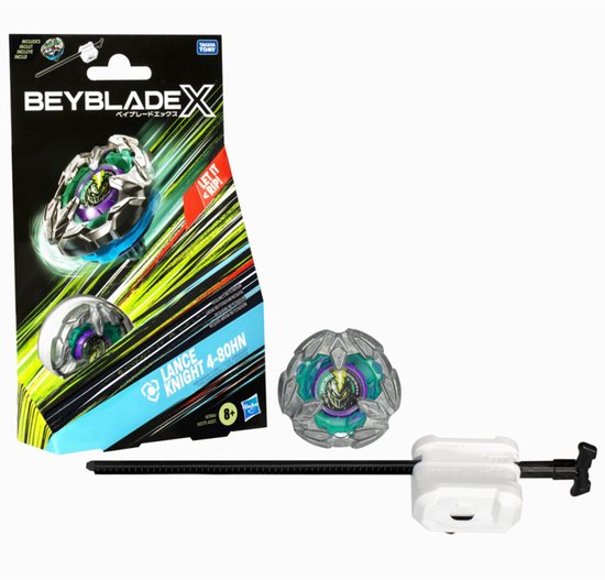 Beyblade X Lance Knight 4-80HN Starterpack-set met verdedigings-type tol en launcher, leeftijd 8+