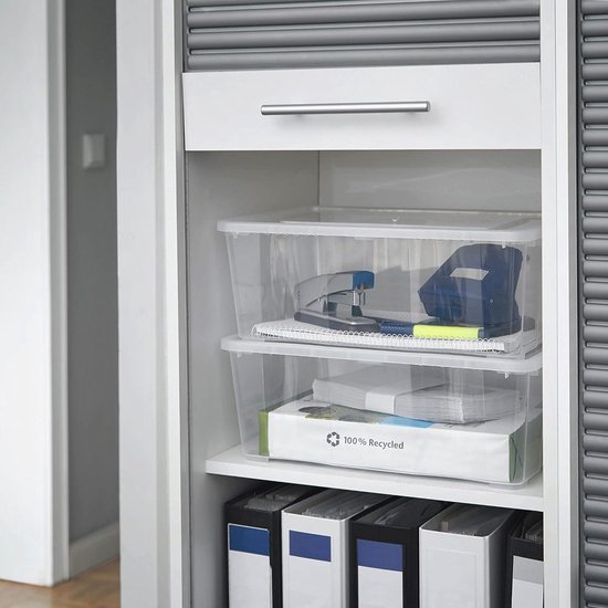 Stapelbare kunststof opbergdozen met deksel - Transparant - 3 stuks voor kleding, schoenen, speelgoed en knutselwerk