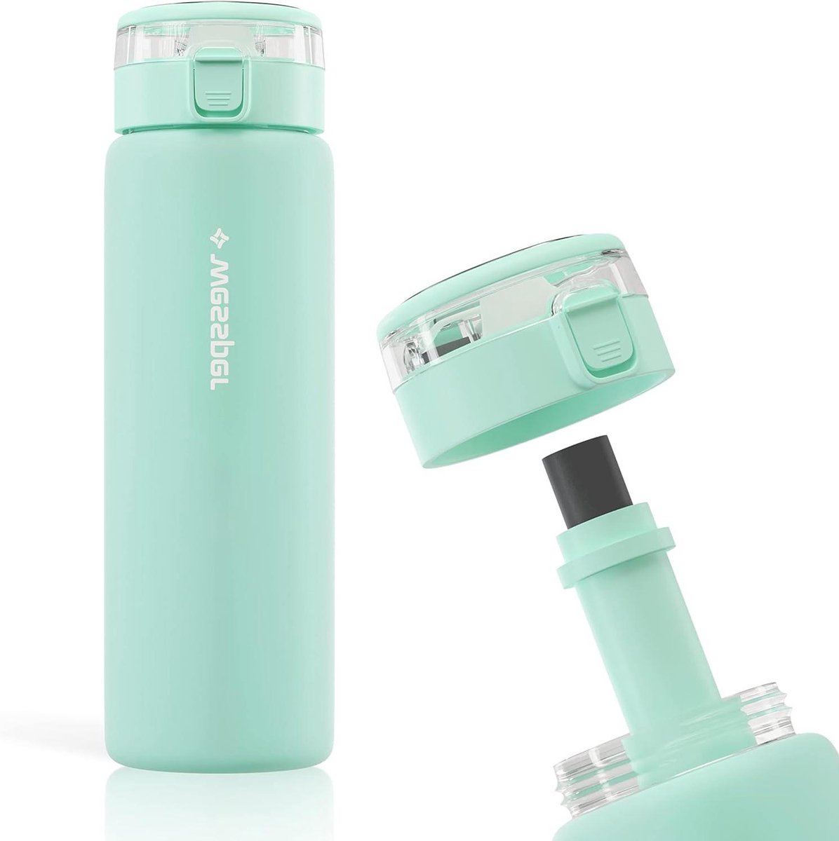 Glass Drinking Bottle 680 ml with Water Filter BPA FreeLeak-proof Glass Bottle with Activated Carbon FilterWater Bottle with Screw Cap for Gym Fitness School Office - Mint