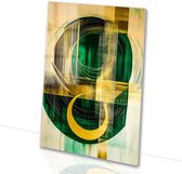 Abstract ontwerp met gouden accenten - Abstractie glas schilderij - Muurdecoratie cirkels - Art Deco - Plexiglas schilderijen - Acrylkunst op glas - acrylglas 50x75 cm