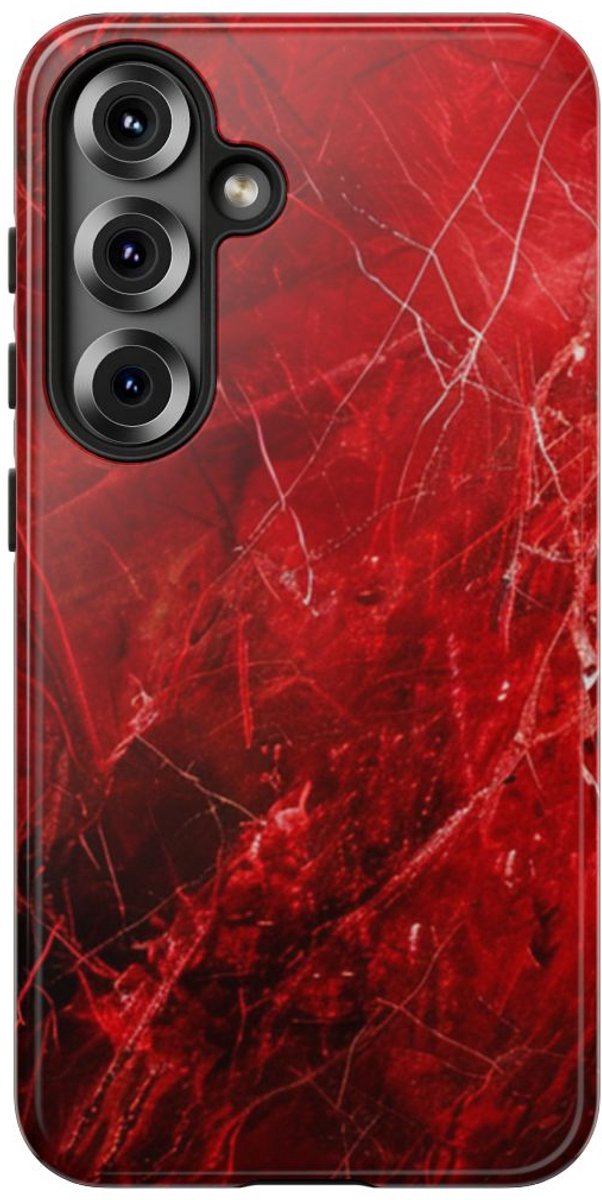 Rode Marmerstructuur met Nerven – Telefoonhoesje Geschikt voor Samsung Galaxy S25