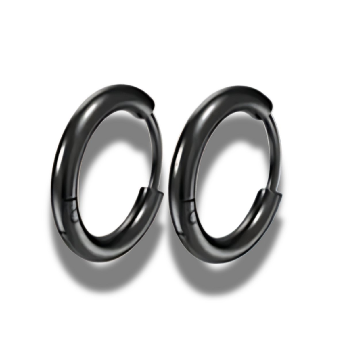 Oorringen - steel - staal - kleur zwart - black - binnenmaat 16 mm buitenmaat 20 mm - klapsluiting - hypoallergeen