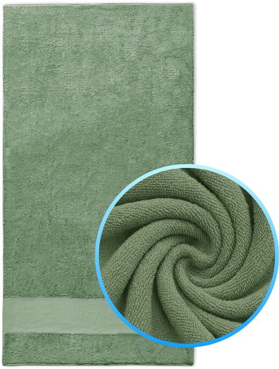 Funnies Strandlaken XXL Stone Green 100x180 cm - Extra groot - Hoogwaardig Katoenen OEKO-TEX Strand Handdoek - 500 gram/m2 Luxe Dikte - Extra zacht - Sneldrogend Badhanddoek - Ideaal voor Strand, Sauna, Zwembad, Vakantie en Sport - Badlaken