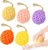 5-Delige Douche Spons, Douche Spons Lichaam, Spons Lichaam Scrub Herbruikbaar, Exfoliërende Douche Spons, Honingraat Douche Spons (Veelkleurig)