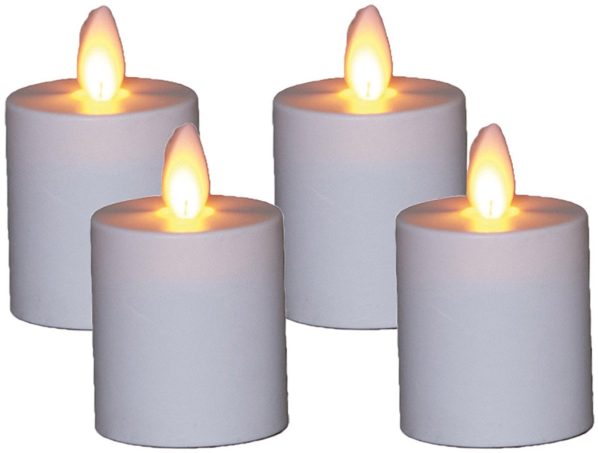 Anna's Collection LED kaarsen - 4x - wit - H8 cm - bewegende vlam - batterijkaarsen - waxinelichtjes - theekaarsen