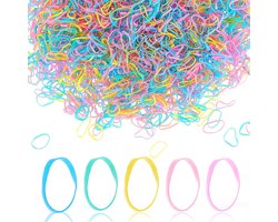 Crrynuo - 1000 Mini Lente Kleur Elastische Haarbanden - Klein Transparant - Elastische Haarbanden - Zacht - Elastische Haarbanden voor Meisjes en Kinderen - Bruidskapsels (In Doos)