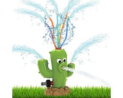 Crrynuo 1 Stuk Draaiende Cactus Watersproeier - Zomer Buitenspeelgoed - Tuin Waterpret - Groen - 15x15x21.5CM - Inclusief Engelse Verpakking