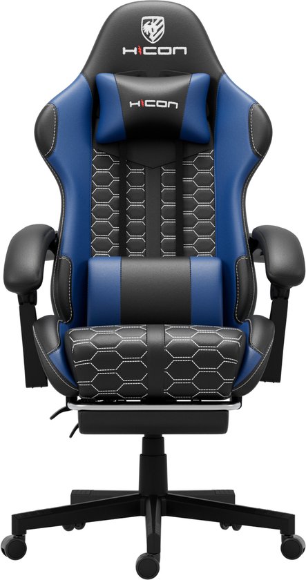 Gamestoel – Gaming stoel – Game stoel – Gaming Chair – HICON® – Verstelbaar – Lambeth – Max Gewicht 150 kg – Zwart Blauw