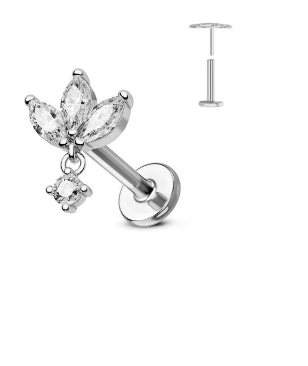 Piercing voor Oor - Kleur: Zilver - Formaat: 12 x 6 MM - Titanium - Tragus / Kraakbeen / Helix / Conch - Oorpiercing - Piercing Sieraad - Hoge Kwaliteit - Labret Piercing - Luxe Sieraad - Oorbellen