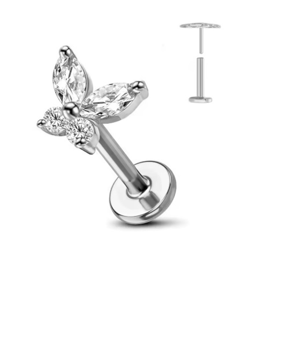 Piercing voor Oor - Kleur: Zilver - Formaat: 12 x 6 MM - Titanium - Tragus / Kraakbeen / Helix / Conch - Oorpiercing - Piercing Sieraad - Hoge Kwaliteit - Labret Piercing - Luxe Sieraad - Oorbellen