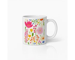 Kleurrijke Wilde Bloementuin Mok – Fel Bloemen Keramische Koffiebeker voor Natuurliefhebbers