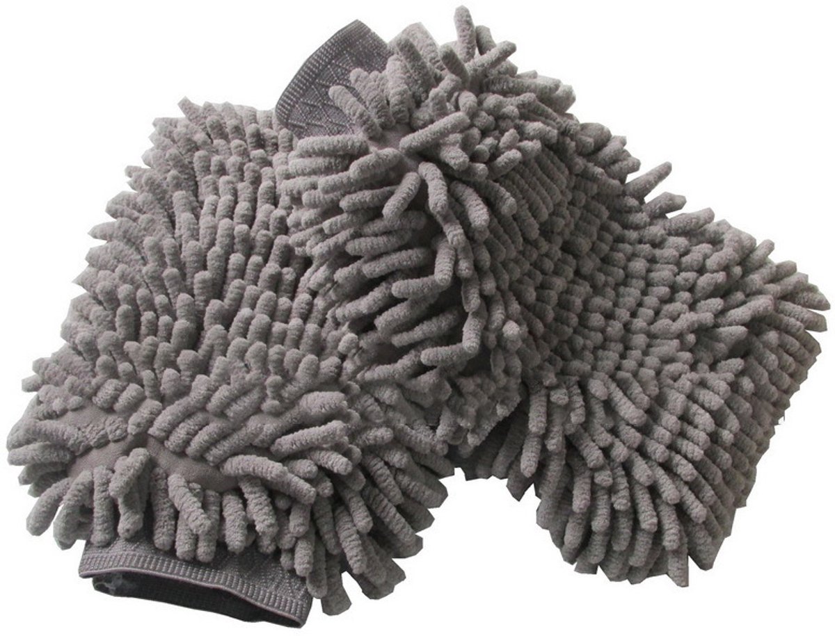 Deluxe microvezel autowas- en droogwanten, 2-pack, 30 cm lang x 20 cm breed, grijs