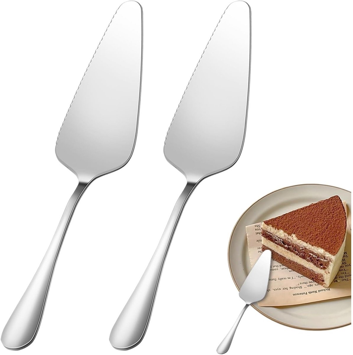 EXCITAT Taartschep - Taartschep van roestvrij staal - Gekartelde taartschep - Geschikt voor thuis bakken, dessertwinkels, restaurants en cafés - 22*4cm - Zilver