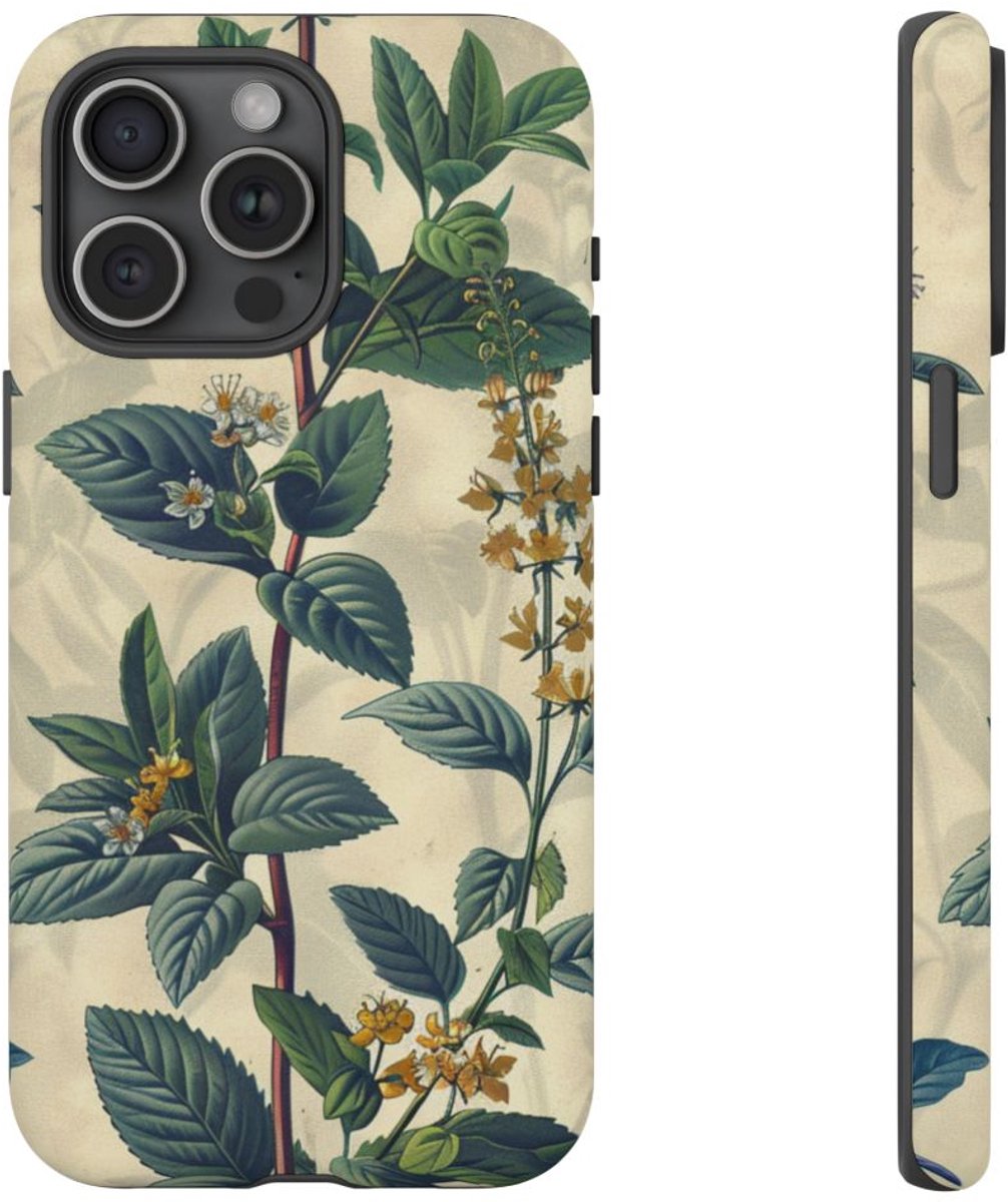 Vintage Botanisch Kruidenpatroon – Telefoonhoesje Geschikt voor iPhone 15 Pro Max