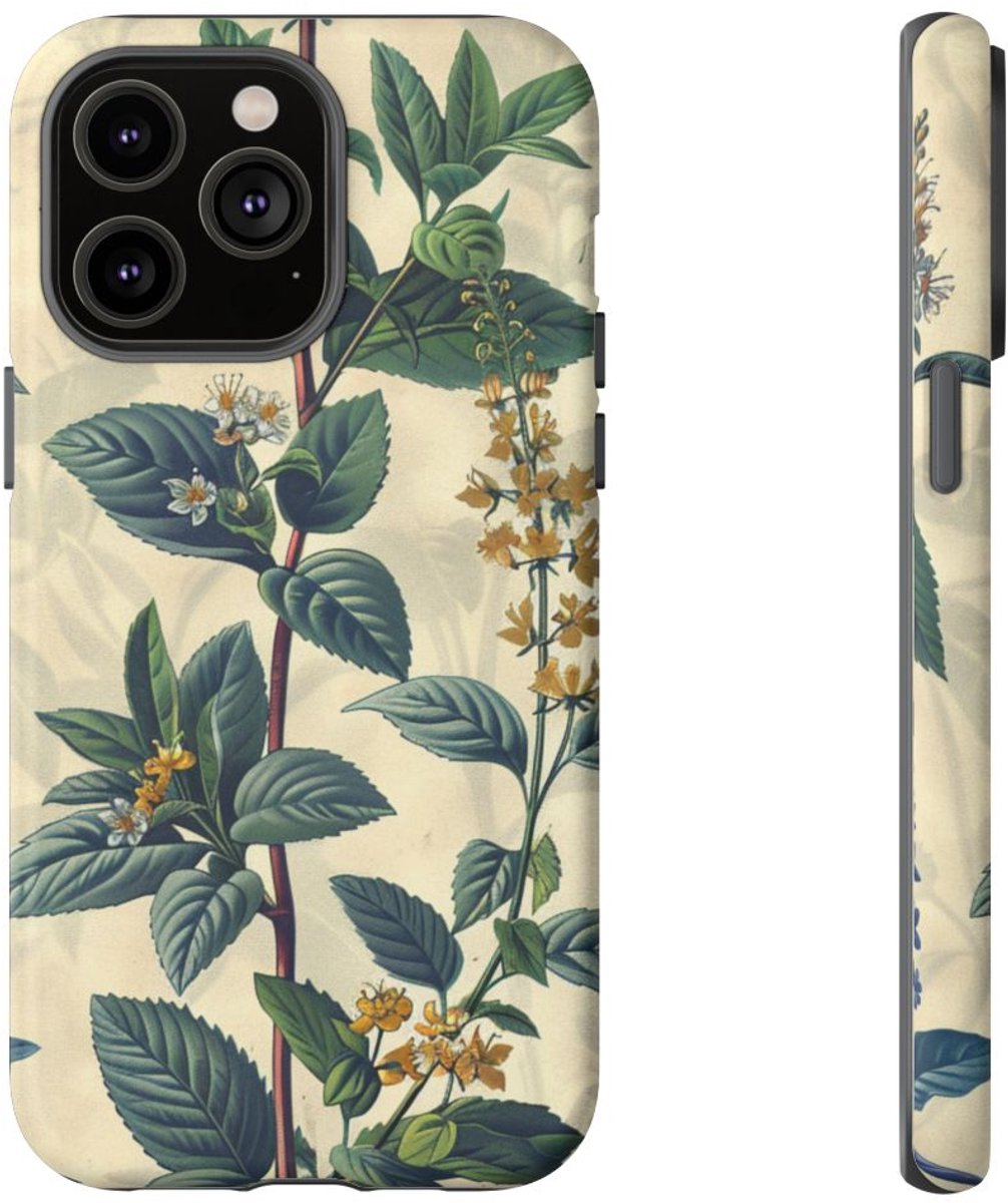 Vintage Botanisch Kruidenpatroon – Telefoonhoesje Geschikt voor iPhone 14 Pro Max