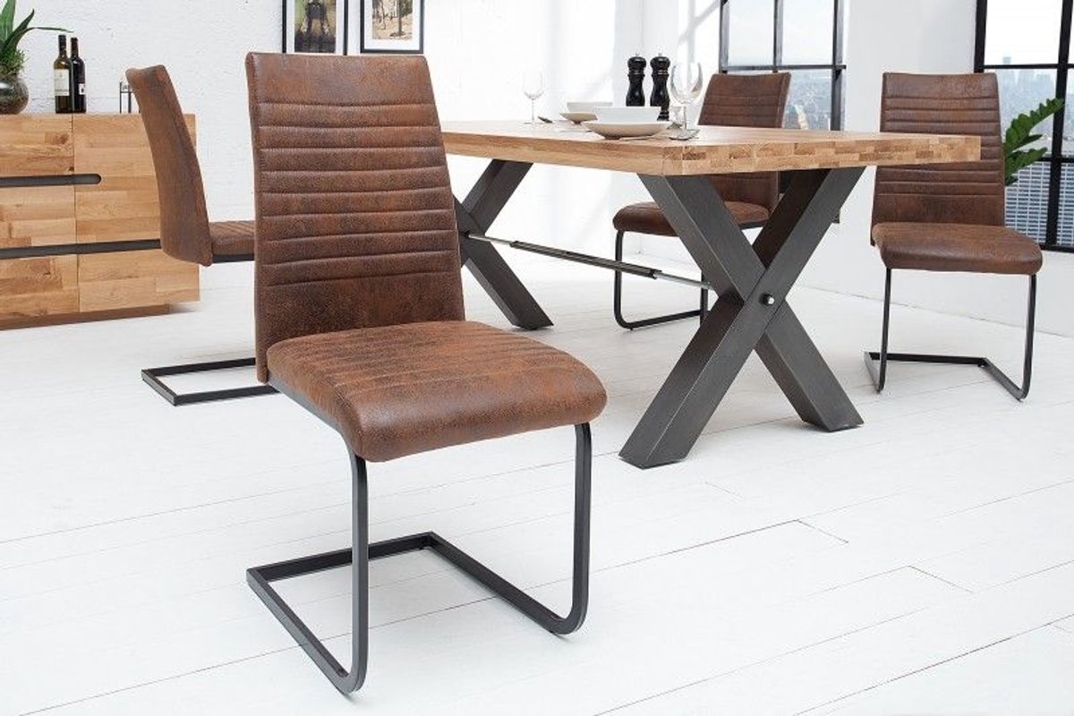 Invicta Interior industrieele sledestoel APPARTEMENT antiek bruin met metalen frame - 39377 Zie omschrijving