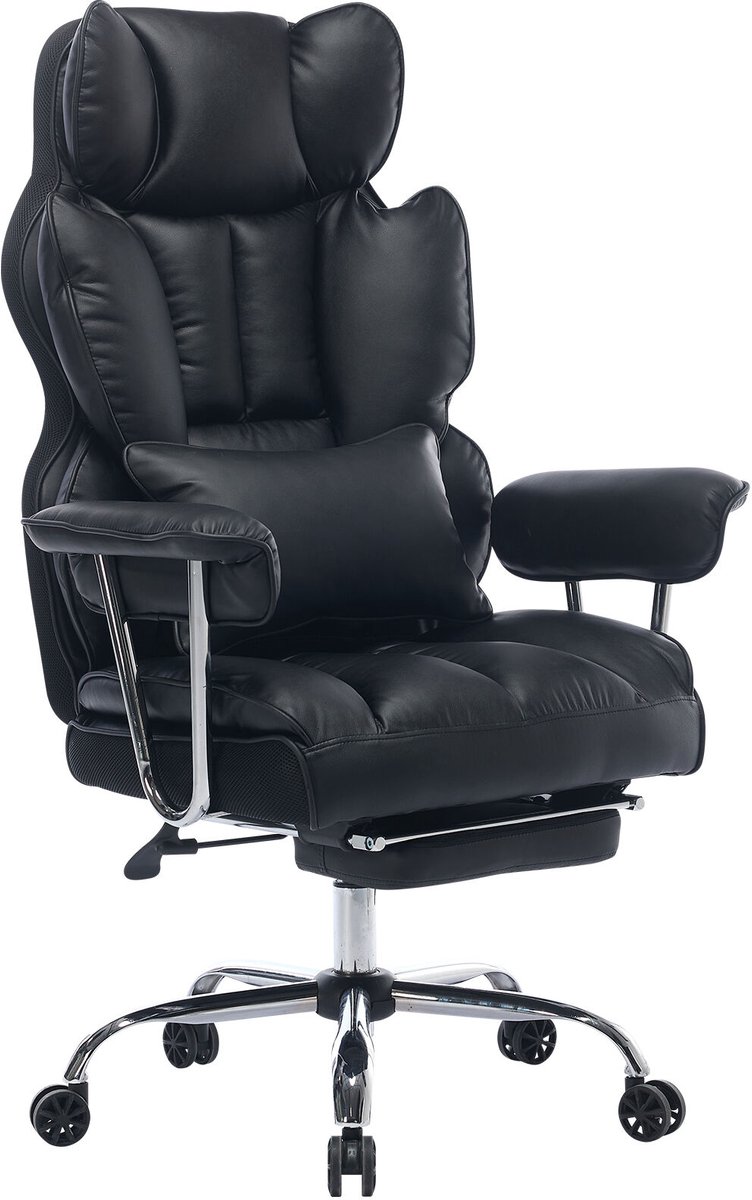 ZynoCore Directiestoel XL 180 kg – Ergonomische Bureaustoel – Dubbel Gevoerde Gaming & Office Chair – Brede Zitting – Voetsteun – PU Leer – Hoge Rugsteun Zwart - ZynoCore - €159,00