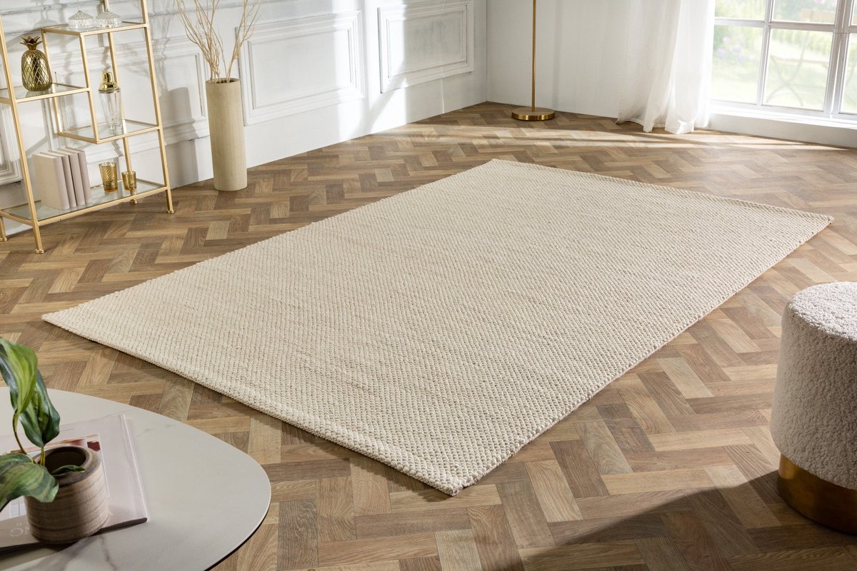 Design Vloerkleed WOL 240x160cm lichtbeige gemaakt van wol - 41715