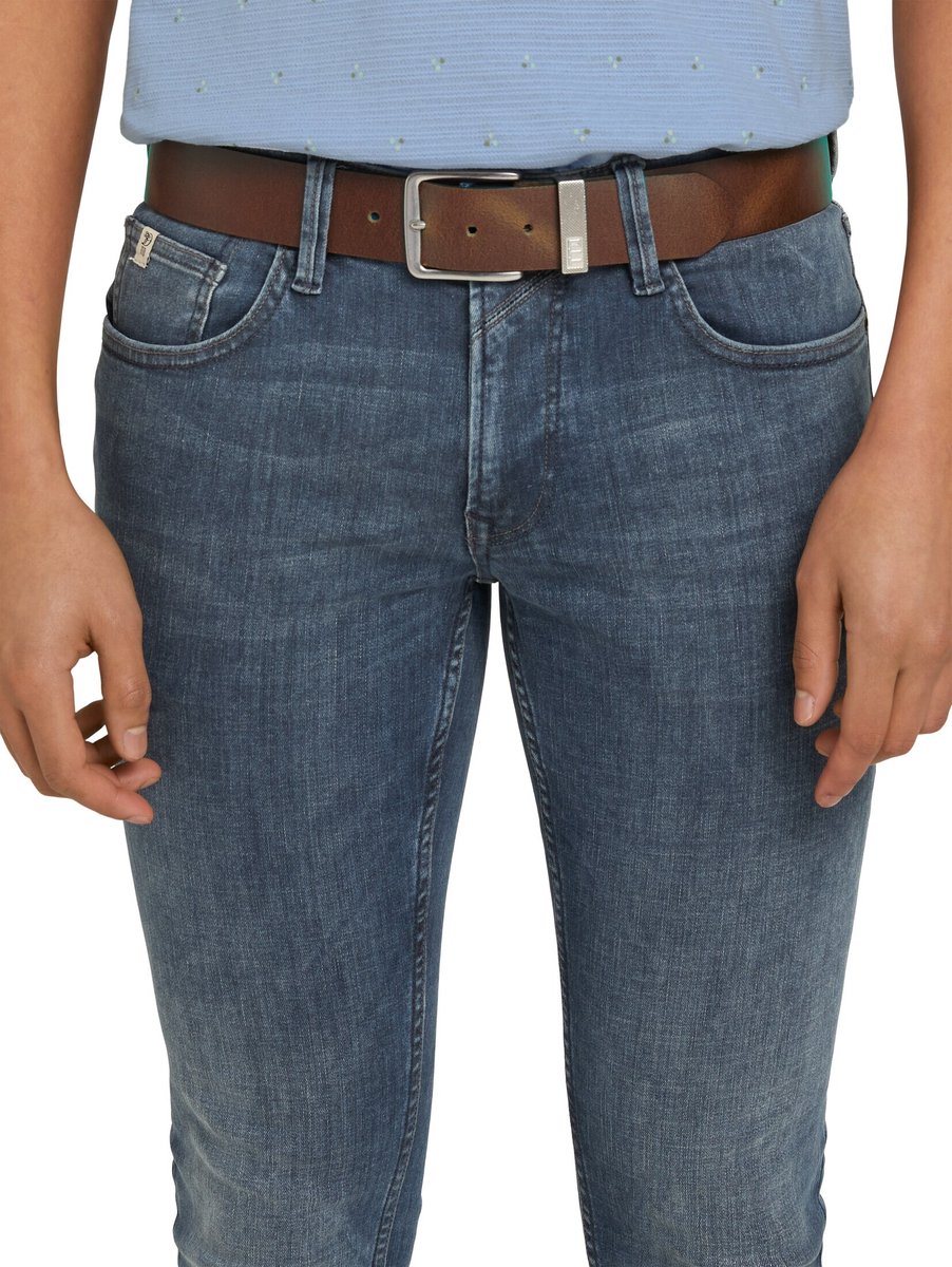 Tom Tailor Denim - TTJOE leren riem met vierkante gesp - Maat 80 - light brown uni