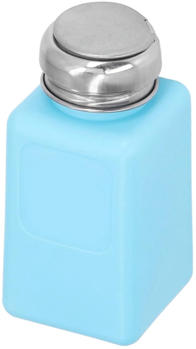 Image of 200 ml vierkante drukpomp - antistatisch - veilig - ESD oplosmiddeldispenser van polyethyleen LDPE - ESD fles met deksel in blauw