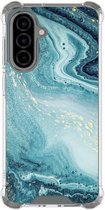 Coque antichoc - Compatible avec Samsung Galaxy A36 - Marbre bleu - Coque Extra résistante - TPU/polycarbonate - Marbre - Blauw, Transparent