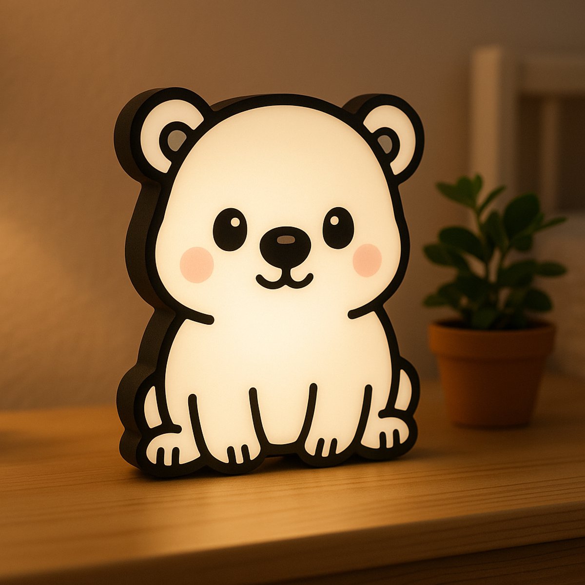 IJsbeer Nachtlampje – Cute Cartoon Lightbox met USB – 3D Dierenlampje voor Kinderkamer & B