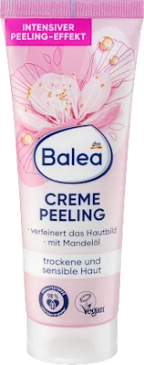 Balea Crème Peeling | 1x 75 ml - Met amandelolie | Minerale scrub van vulkanisch gesteente