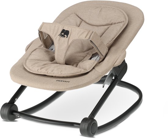 Chaise haute de Luxe Deryan avec transat - Chaise haute évolutive - Pliable - Zwart - Avec transat Nougat
