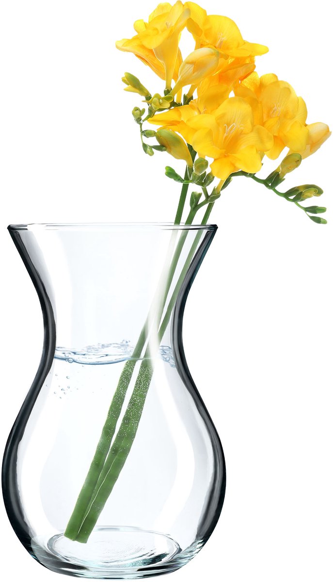 KADAX Glazen vaas, 18 cm, rond, transparant, 8 cm diameter, 11 cm hals, decoratieve vaas voor woonkamer, helder glazen bloemenvaas voor bloemen, vaatwasmachinebestendig