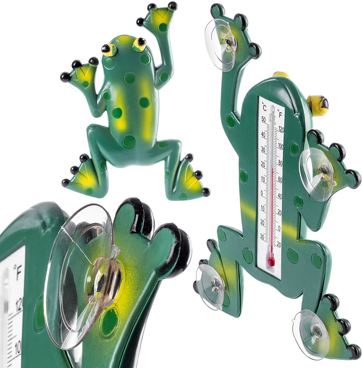 KADAX Kikkerthermometer, thermometer met zuignappen, weerbestendige raamthermometer voor buiten en binnen, buitenthermometer voor eenvoudige montage (23,5 cm)