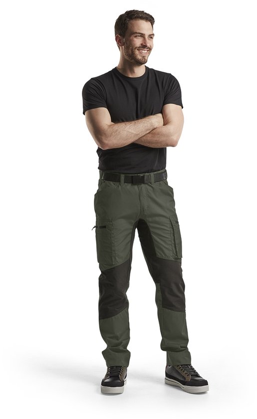 Pantalon de travail Blaklader 14591845 Pantalon de travail stretch Service Army Green / Black NL: 46 BE: 40