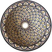 Lavabo marocain - Lavabo en faïence fait main - Ø 40 cm - Design coloré avec bord vert foncé - Lavabo -