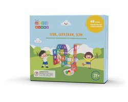 foto van Gladi 60-Delige Knikkerbaan - Magnetisch Speelgoed Knikkerbaan - Magnetic Tiles - STEM Speelgoed voor 3 t/m 12 Jaar - Magnetische Tegels - Magnetische Bouwstenen - Educatief Speelgoed - Speelgoed Cadeau