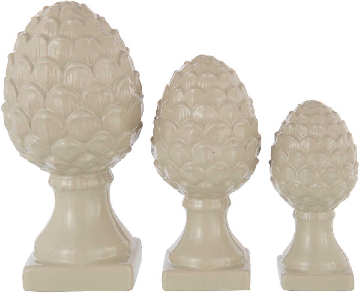 decoratie Dennenappel - porselein - beige - large