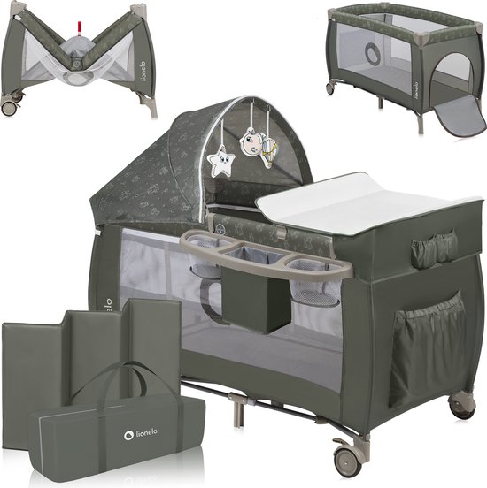 Lionelo Sven Plus - Meegroeibed - Campingbedje - 127x60cm - tot 15kg - SET 2in1 - Co-sleeper
