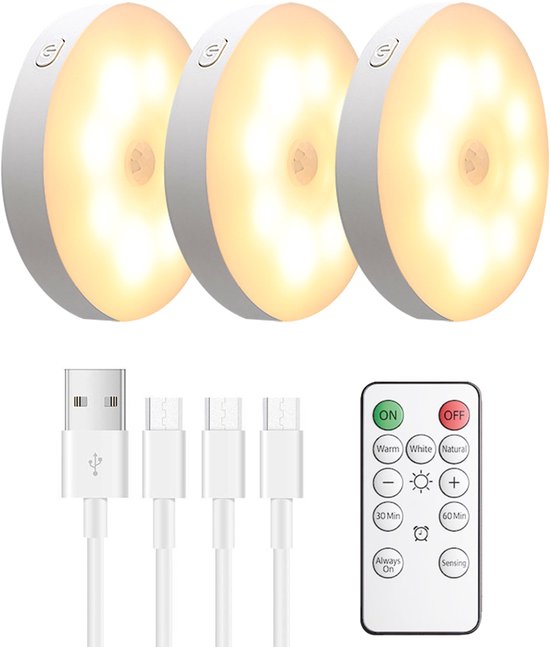 Foto: Wonix kastverlichting led met bewegingssensor draadloos oplaadbaar incl afstandsbediening met magneet