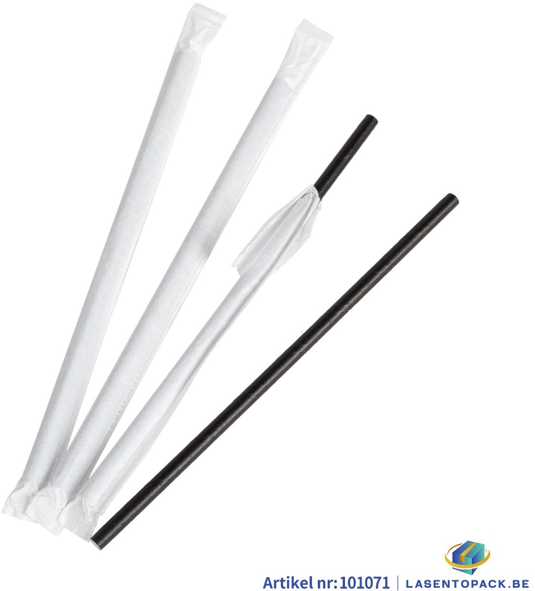 100x BIO Papieren rietjes 6mm x 197mm zwart Per stuk Verpakt!