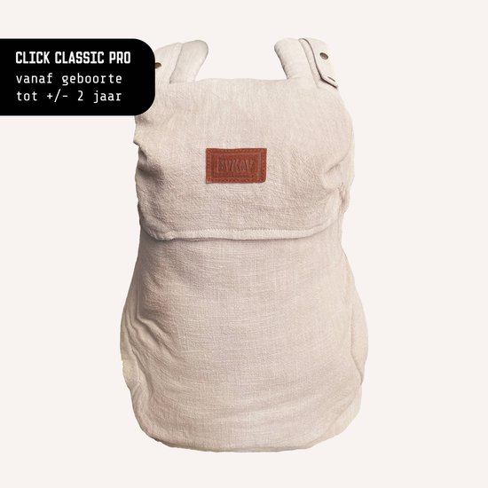 ByKay Draagzak Click Carrier Classic Pro - Ergonomische Draagzak Baby vanaf Geboorte tot 2 Jaar / Tot 18 KG - Comfortabel & Snel met Click & Go - voor Buik, Heup en Rug - Linnen Oat