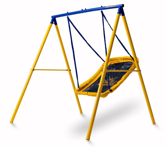 Zero Gravity nestschommel voor kinderen – met stabiel, roestbestendig metalen frame – voor max. 2 kinderen – schommelkettingen voor extra veiligheid – scheurvaste stof – langwerpige nestschommel