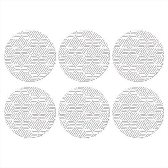 Dessous-de-verre pour verres - Rond - Graphique - Motif - Moderne - Hexagon - Interrompu - Rond - 10x10 cm - Dessous-de-verre - 6 pièces