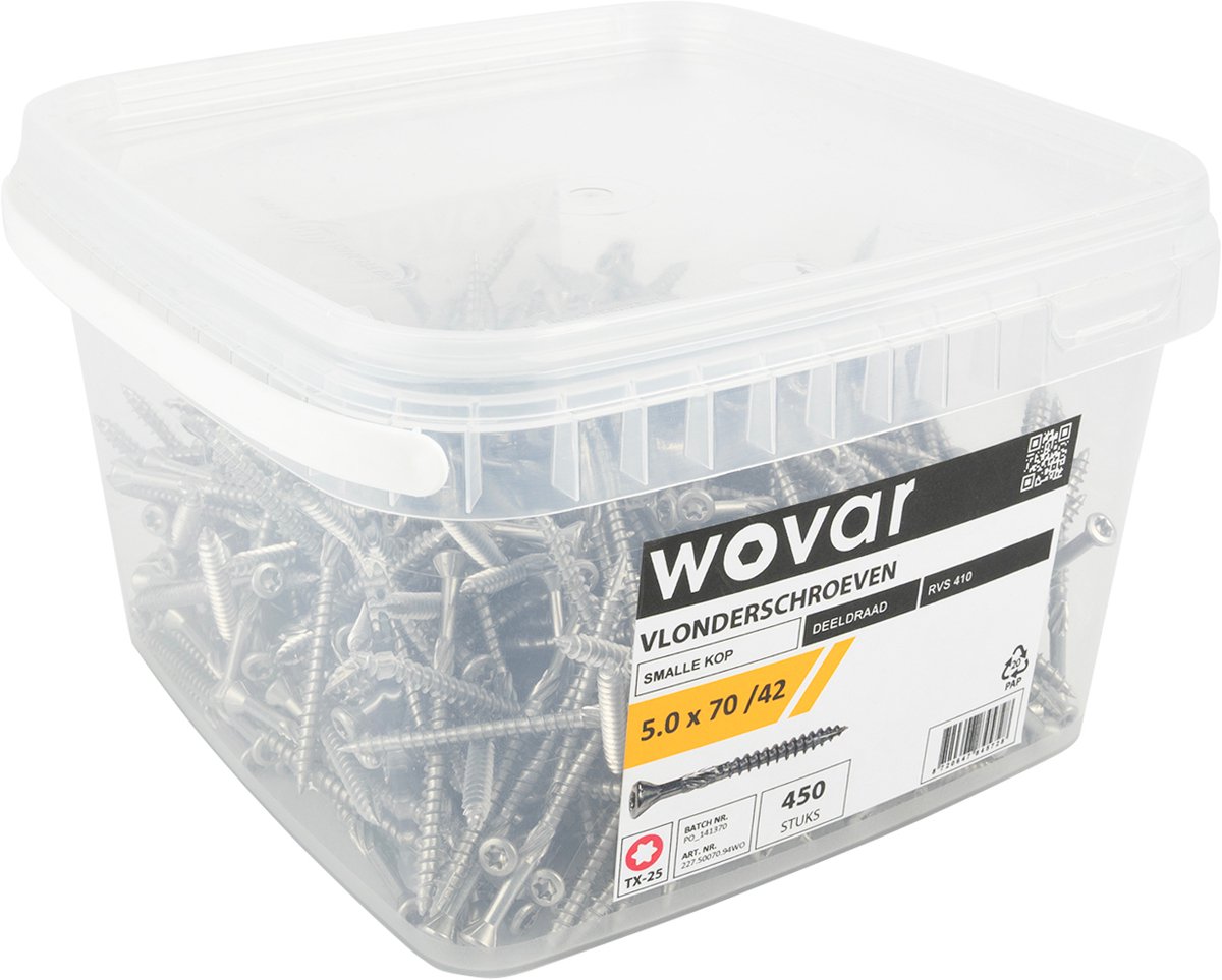 Voordeelemmer Vlonderschroeven RVS 410 5.0 x 70 mm Torx 25 Deeldraad | 450 stuks