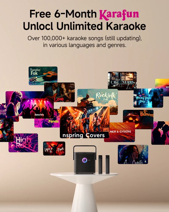 Gratis 6 maanden Karafun met meer dan 100.000 karaokesongs, verschillende talen en genres.